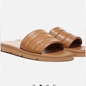 Vince Olina leather women’s shoes tan slip on sandals comfortable shoe